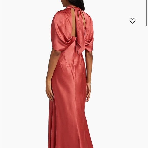 Alberta Ferretti Backless Satin Dress in Coral - Picture 2 of 4